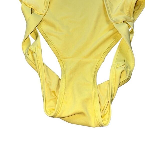 Kona Sol sz XL Yellow double strap cheeky bikini bottom swim suit NWOT LOW RISE - Picture 4 of 7